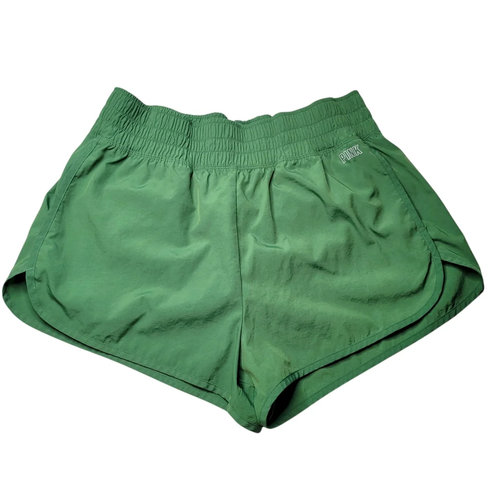 Victoria's Secret PINK Running Shorts Green Size Large High Waisted Lightweight
